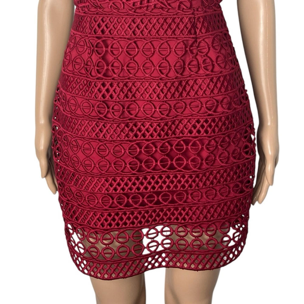 Revolve x Saylor Amelie Red Lace Cut Out Party Cocktail Mini Dress - Picture 6 of 11